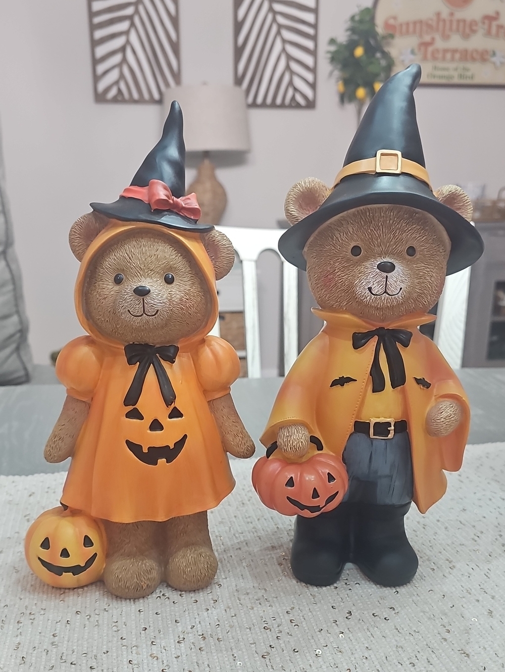 NWT! Set Of 2 Halloween TRICK OR TREAT Teddy Bear Girl & Boy Figures